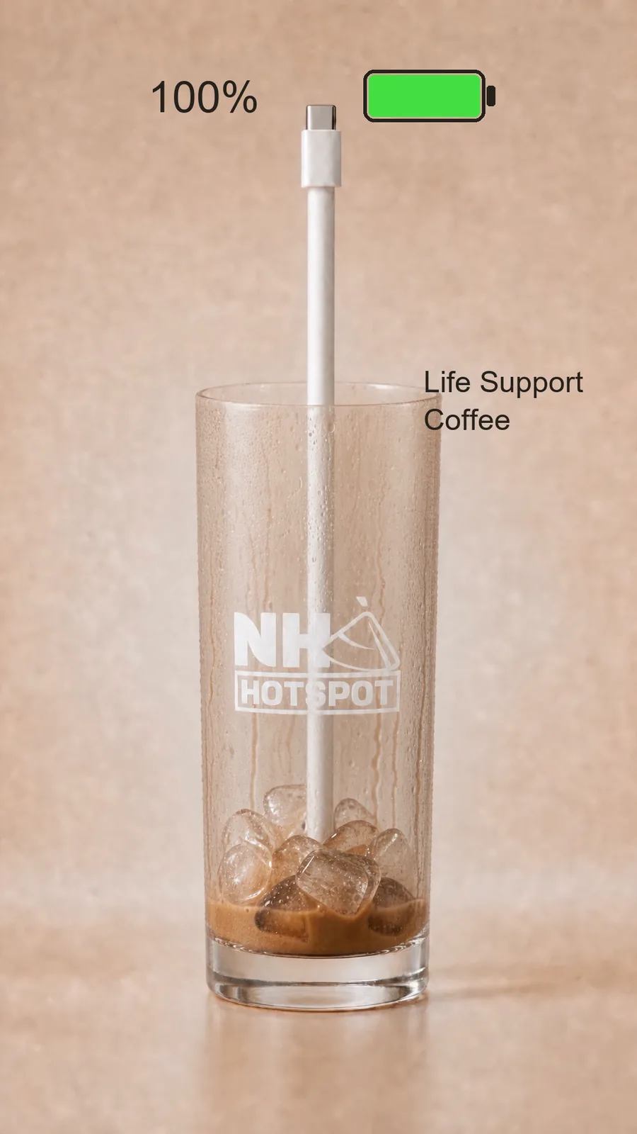 Life Support Coffee reel, battery at 100 percent